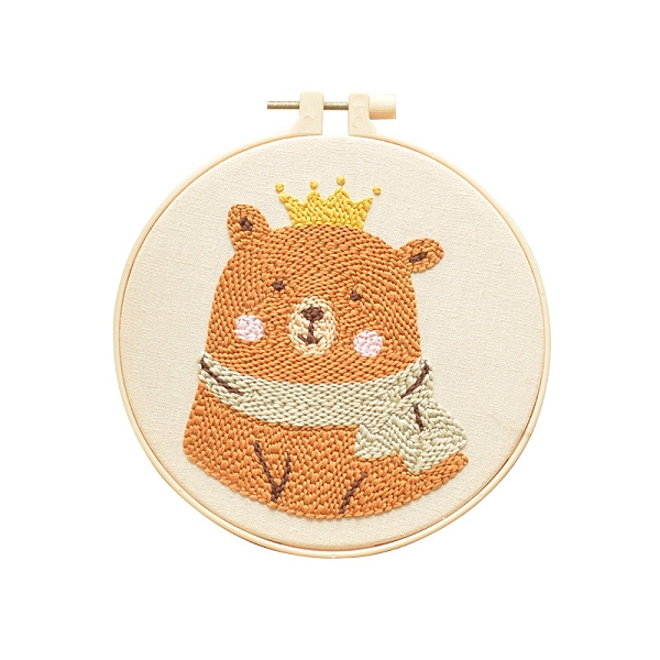 

PandaHall Animal Theme DIY Display Decoration Punch Embroidery Beginner Kit, Including Punch Pen, Needles & Yarn, Cotton Fabric, Threader...