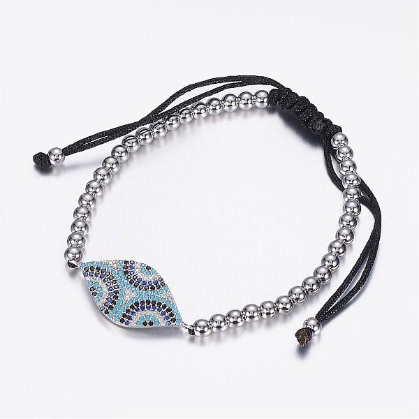 

PandaHall Adjustable Brass Braided Beaded Bracelets, with Nylon Cord and Micro Pave Cubic Zirconia Links, Cadmium Free & Lead Free, Horse...