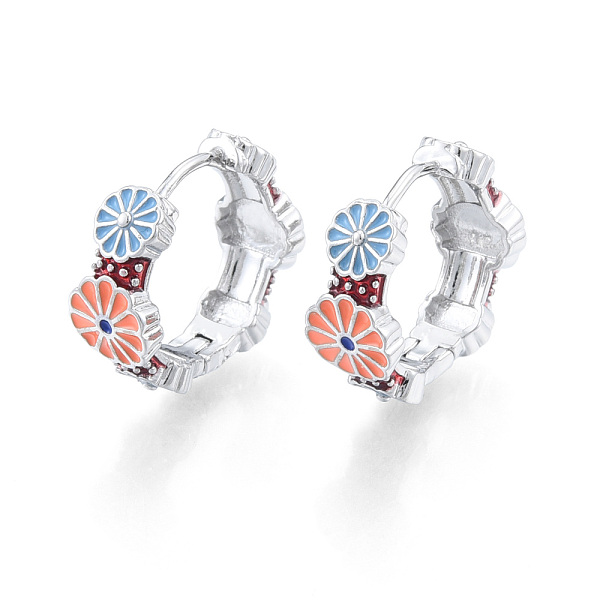 

PandaHall Colorful Enamel Flower Wrap Hoop Earrings, Brass Jewelry for Women, Nickel Free, Real Platinum Plated, 18.5x20x8mm, Pin: 1mm Brass...