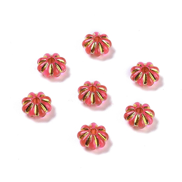 

PandaHall Acrylic Beads, Golden Metal Enlaced, Flower, Cerise, 6.5x6.5x3.5mm, Hole: 1.6mm, about 6250pcs/500g Acrylic Flower Red