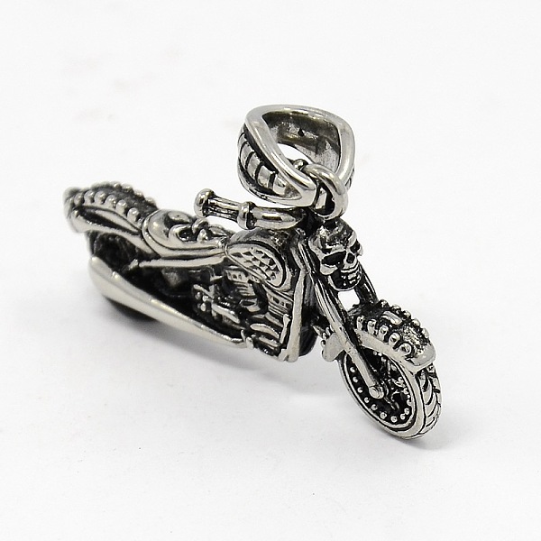 

PandaHall Retro Men's 304 Stainless Steel Mini 3D Motorcryle Pendants, Antique Silver, 45x27x9mm, Hole: 8x6mm 304 Stainless Steel Vehicle