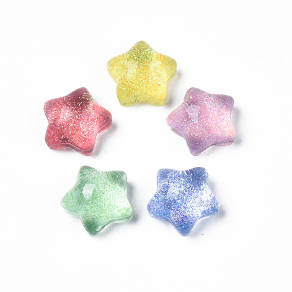 

PandaHall Translucent Acrylic Cabochons, with Glitter Powder, Star, Mixed Color, 16x16.5x9mm Acrylic Star Multicolor