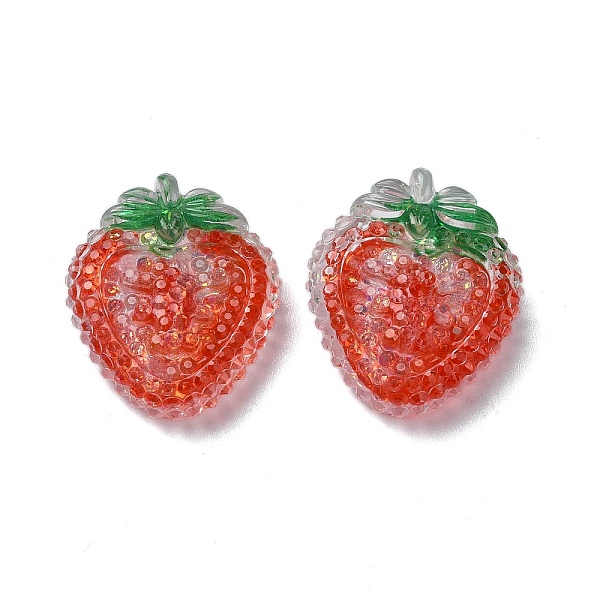 

PandaHall Fruit Transparent Epoxy Resin Decoden Cabochons, with Paillettes, Strawberry, 22.5x19x7mm Epoxy Resin Strawberry