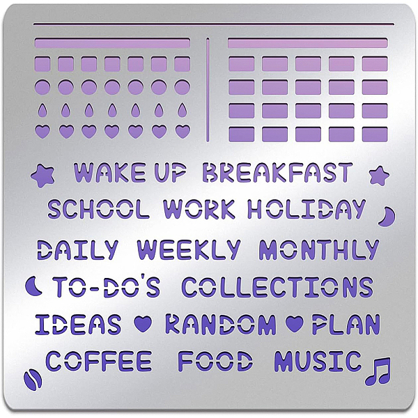

PandaHall BENECREAT Schedules Theme Stainless Steel Stencil Template, 6x6 Inch Letter Symbol Metal Journal Stencils Templates Tool for Wood...