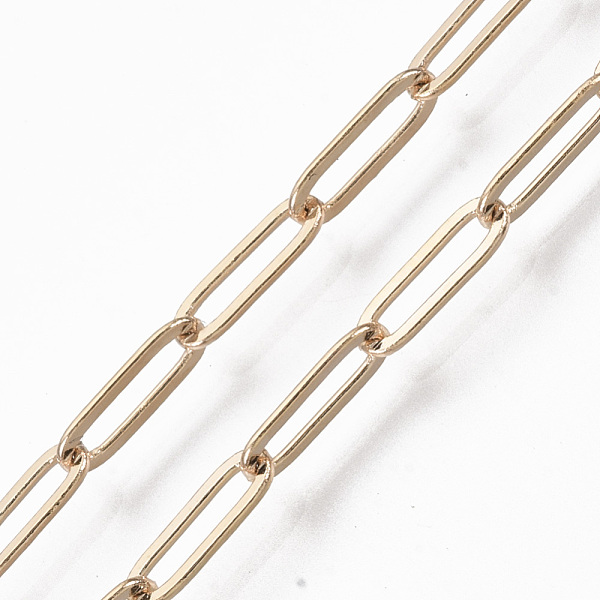 

PandaHall Brass Paperclip Chains, Flat Oval, Drawn Elongated Cable Chains, Soldered, with Spool, Cadmium Free & Nickel Free & Lead Free...