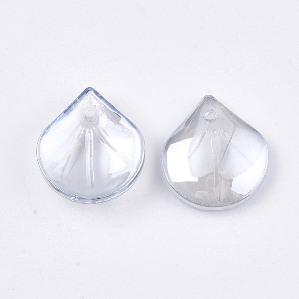 

PandaHall Electroplate Glass Charms, Leaf/Flower Petals, Light Steel Blue, 15x13.5x4mm, Hole: 1.2mm Glass Leaf Blue