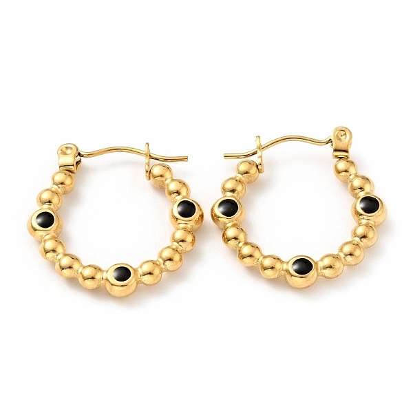 

PandaHall Ion Plating(IP) 304 Stainless Steel Twist Teardrop Hoop Earrings with Enamel for Women, Golden, Black, 20.5x20x3mm, Pin: 0.8mm 304...