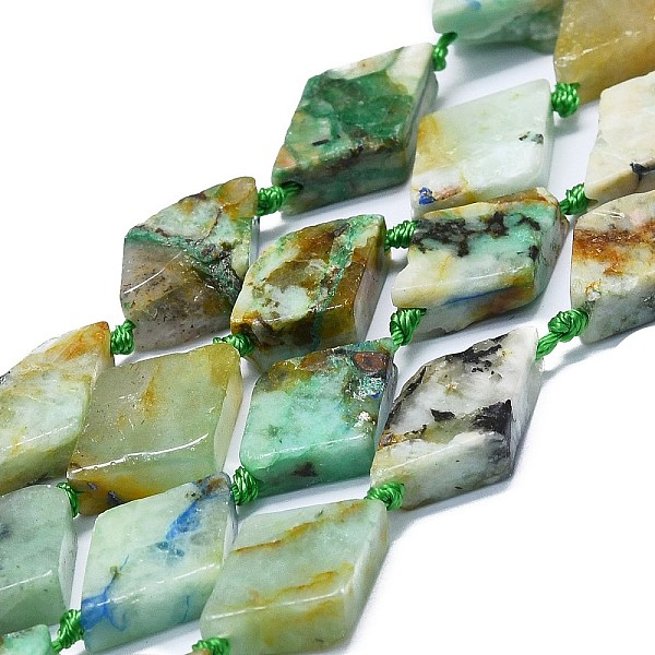 

PandaHall Natural Chrysocolla and Lapis Lazuli Beads Strands, Rhombus, 20~22x12~13x4~5mm, Hole: 1mm, about 19pcs/strand, 16.73''(42.5cm)...