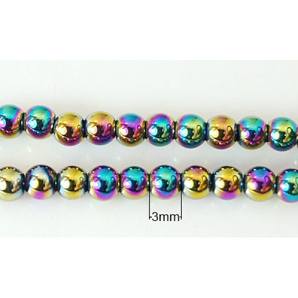 

PandaHall Non-Magnetic Synthetic Hematite Beads Strands, Grade A, Round, 3mm, Hole: 0.8mm Non-magnetic Hematite Round
