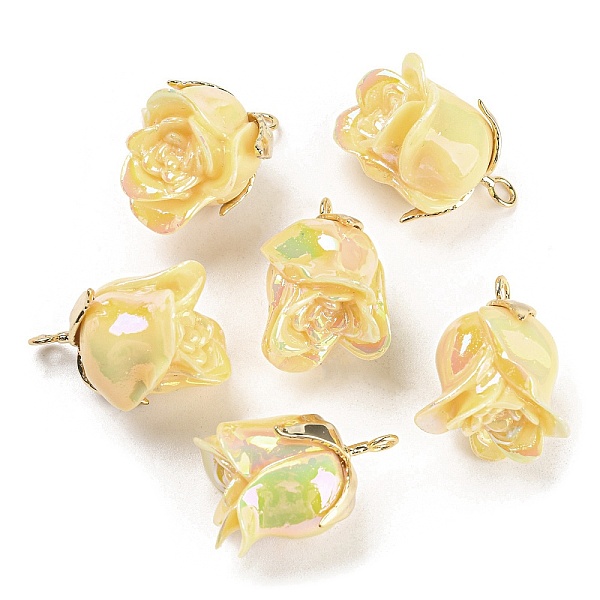 

PandaHall Opaque Resin Pendants, AB Color, Flower Charms with Golden Plated Alloy Leaf, Yellow, 22.5x18x17mm, Hole: 2.3mm Alloy+Resin Flower...