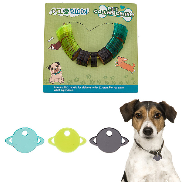 

PandaHall DELORIGIN 42pcs Pet ID Tag Charms, 3 Colors Saturn Pet Collar Pendants Transparent Blank Acrylic Pet Tags with Hole Lightweight..., Multicolor