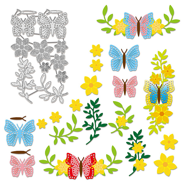 

PandaHall BENECREAT Botanical Theme Scrapbooking Stencils, Spring Flowers, Butterflies, Leaves Decorative Embossing Stencils for DIY...