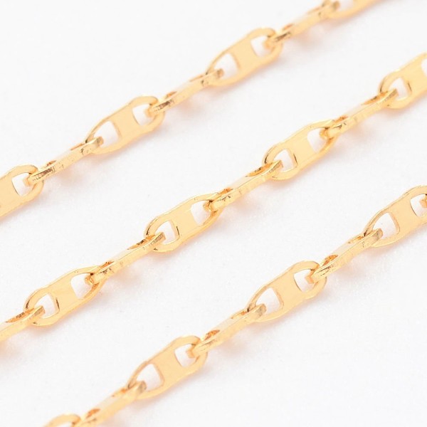 

PandaHall Ion Plating(IP) 304 Stainless Steel Mariner Link Chains, Unwelded, with Spool, Golden, 1.5mm, Links: 4x1.5x0.3mm, about 32.8 Feet...