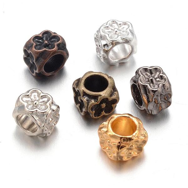 

PandaHall Alloy European Beads, Flower, Large Hole Beads, Cadmium Free & Lead Free, Mixed Color, 6x6x5mm, Hole: 4mm Alloy Flower
