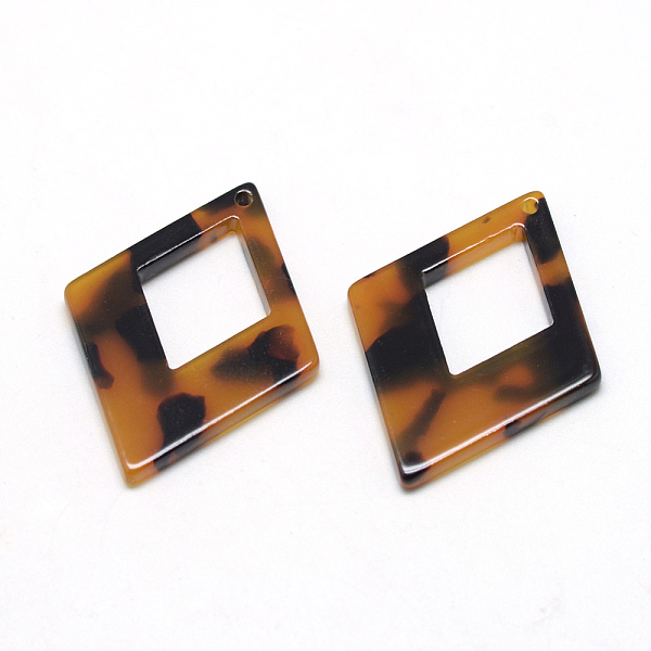 

PandaHall Cellulose Acetate(Resin) Pendants, Rhombus, Goldenrod, 37x27.5x2.5mm, Hole: 1.5mm, side length 22.5mm Cellulose Acetate Rhombus..., Gold