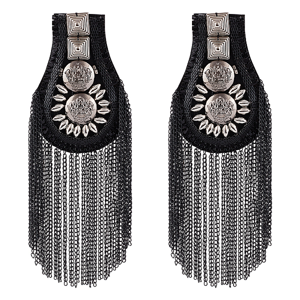 

PandaHall 2Pcs Fashionable Tassel Epaulettes, Stud Shoulder Badge, with Iron Chains & Pin, Cloth Findings, Multi-color, 180~181x75x7.5mm...