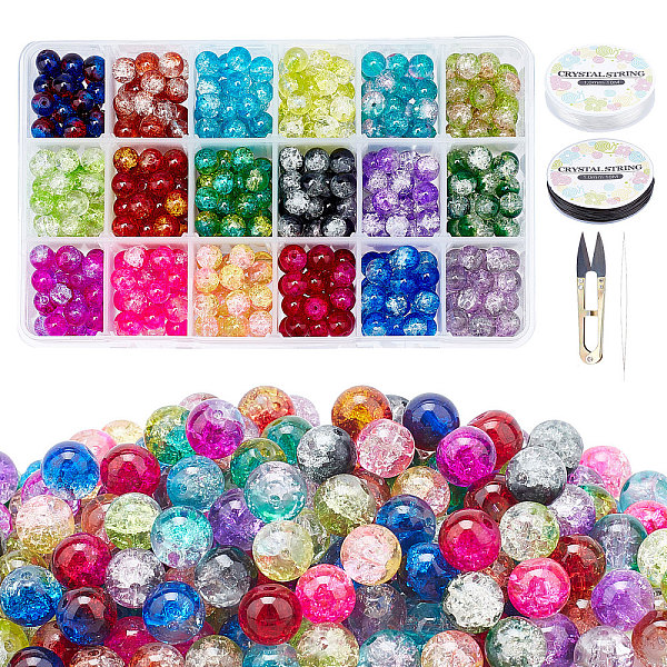 

PandaHall DIY Baking Painted Crackle Glass Beads Stretch Bracelet Making Kits, include Sharp Steel Scissors, Elastic Crystal Thread..., Multicolor