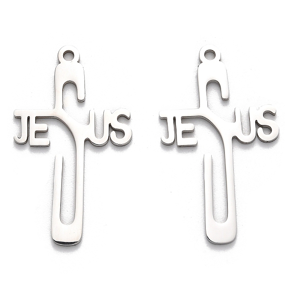 

PandaHall 304 Stainless Steel Pendants, Cross with Word Jesus Charm, Stainless Steel Color, 39.5x22.5x1.5mm, Hole: 2mm 304 Stainless Steel...