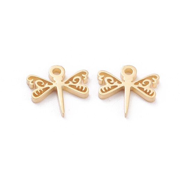 

PandaHall 304 Stainless Steel Charms, Laser Cut, Dragonfly, Golden, 9.5x9.5x1mm, Hole: 1.2mm 304 Stainless Steel Dragonfly