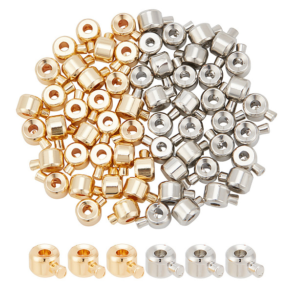 

PandaHall ARRICRAFT 60Pcs 2 Colors Brass Crimp Beads, Long-Lasting Plated, Column, Mixed Color, 4.5x3.5x2.5mm, Hole: 0.9mm, 30pcs/color...