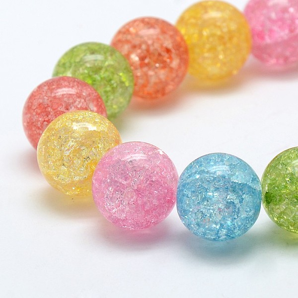 

PandaHall Synthetic Crackle Quartz Round Beads Strands, Dyed & Heated, Mixed Color, 14mm, Hole: 1mm, about 31pcs/strand, 16.14 inch Crackle..., Multicolor