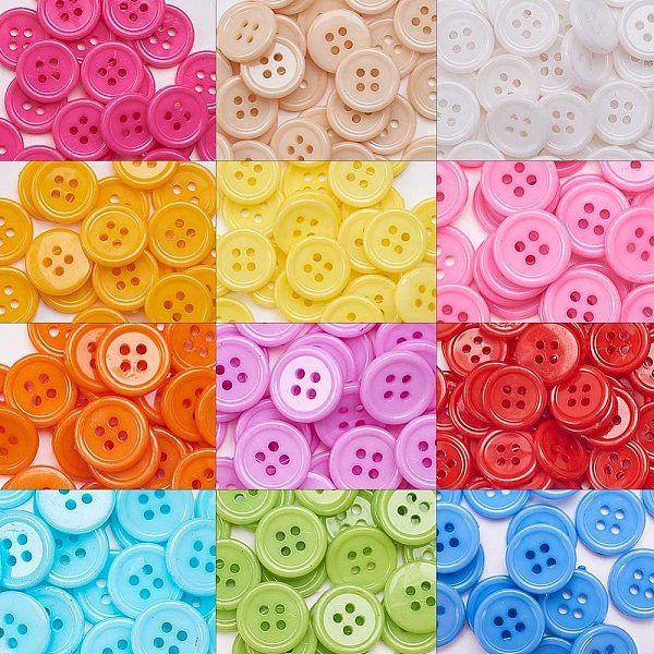 Nbeads 1000個アクリルボタン縫製ボタン樹脂ボタン（4穴）装飾縫製用