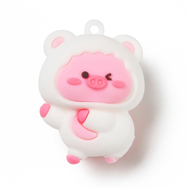 

PandaHall PVC Plastic Pendants, Pig, Colorful, 43x32x26.5mm, Hole: 3mm PVC Pig White