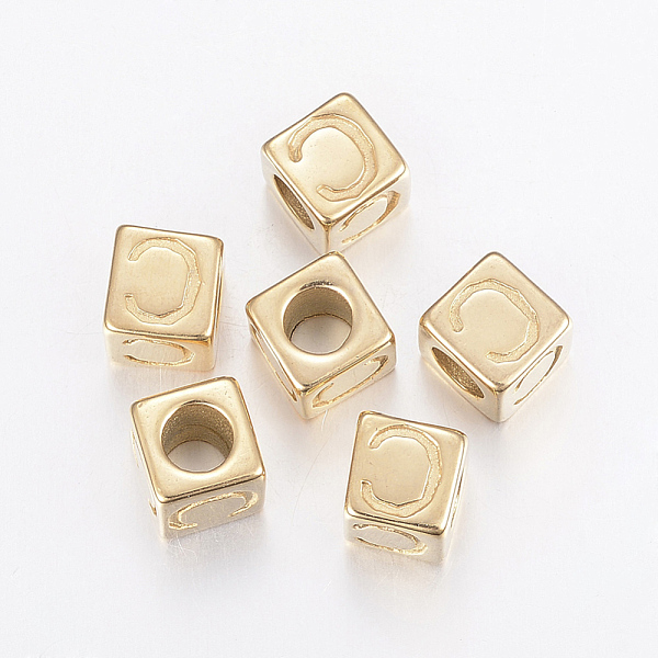 

PandaHall 304 Stainless Steel Large Hole Letter European Beads, Horizontal Hole, Cube with Letter.C, Golden, 8x8x8mm, Hole: 5mm 304...