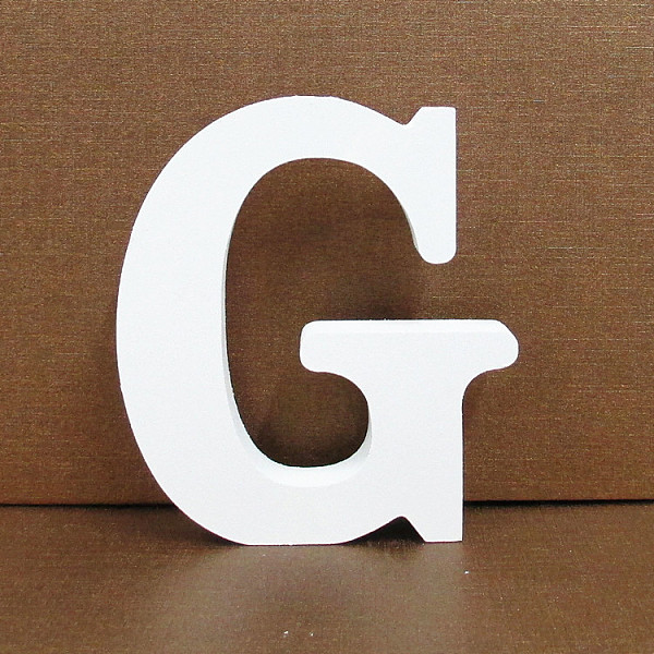 

PandaHall Letter Wooden Ornaments, for Home Wedding Decoration Shooting Props, Letter.G, 100x100x15mm Wood Letter G White