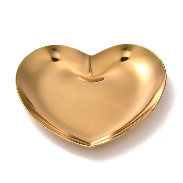 

PandaHall Heart 430 Stainless Steel Jewelry Display Plate, Cosmetics Organizer Storage Tray, Golden, 85x91.5x10mm Stainless Steel