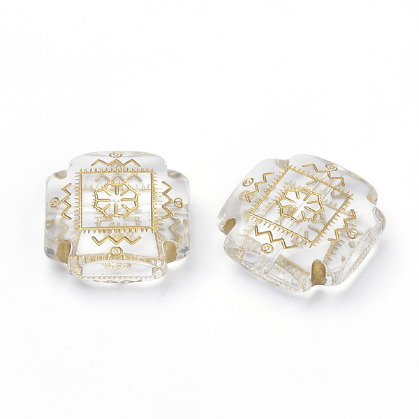 

PandaHall Plating Transparent Acrylic Beads, Golden Metal Enlaced, Square, Clear, 22x22x8mm, Hole: 2mm, about 148pcs/500g Acrylic Square...