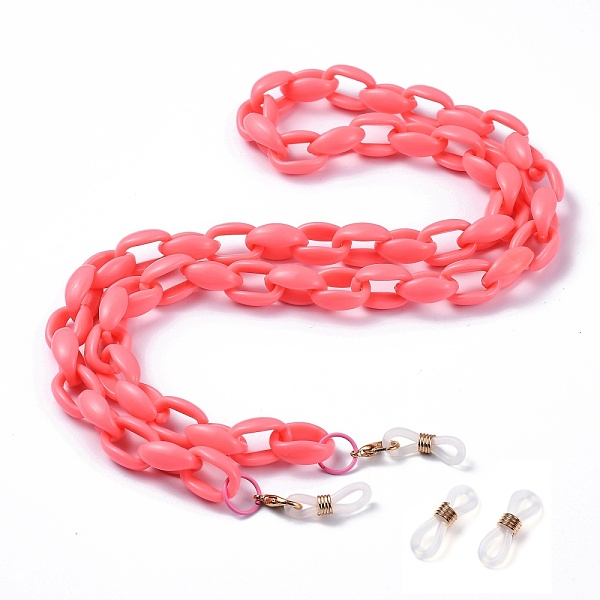 

PandaHall Eyeglasses Chains, Neck Strap for Eyeglasses, with Acrylic Cable Chains, Alloy Lobster Claw Clasps and Rubber Loop Ends, Tomato..., Red