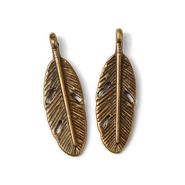 

PandaHall Antique Bronze Plated Feather Shape Zinc Alloy Charms Pendants Fit Jewelry Necklace Findings DIY, Lead Free & Cadmium Free &...