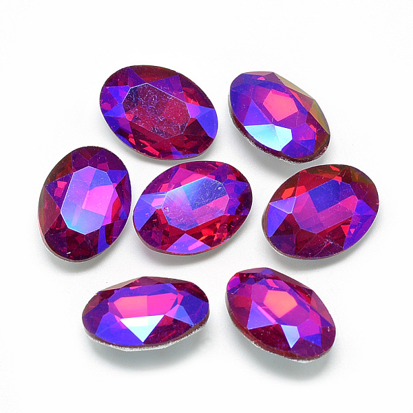 

PandaHall Pointed Back Glass Rhinestone Cabochons, Back Plated, Faceted, AB Color Plated, Oval, Red, 14x10x4.5mm Glass Rhinestone Oval Red