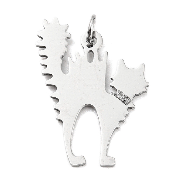

PandaHall 304 Stainless Steel Pendants, with Jump Ring and Glitter, Stamping Blank Tag, Cat Charm, Stainless Steel Color, 31x21x1mm, Hole...