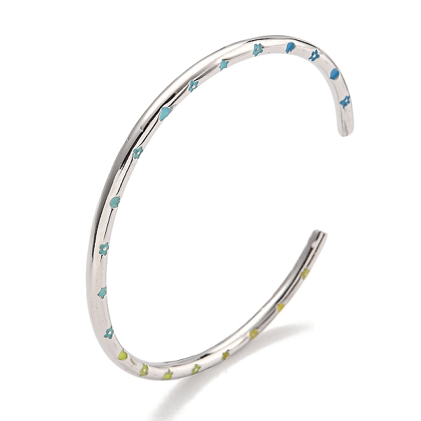 

PandaHall Brass Enamel Cuff Bangles for Women, Platinum, Flower, Inner Diameter: 2x2-1/4 inch(5x5.55cm) Brass Flower Yellow
