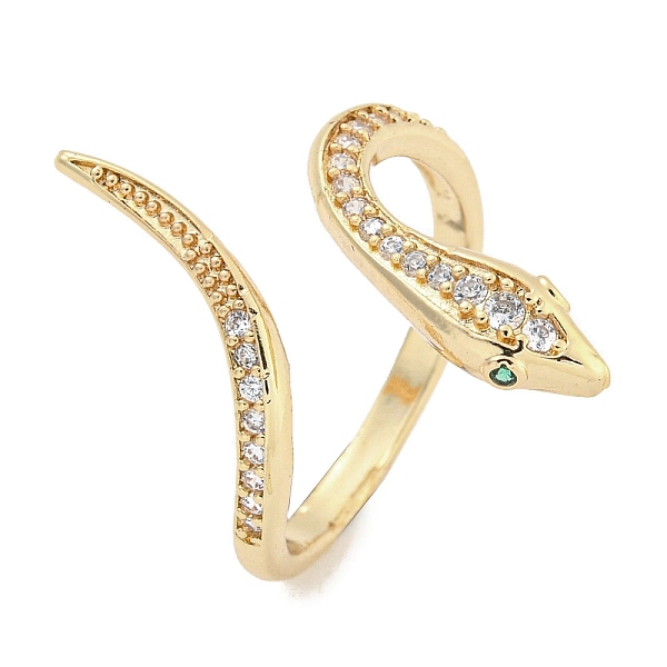 

PandaHall Brass Micro Pave Cubic Zirconia Cuff Rings, Snake Open Rings for Women, Long-Lasting Plated, Golden, Adjustable Brass+Cubic...