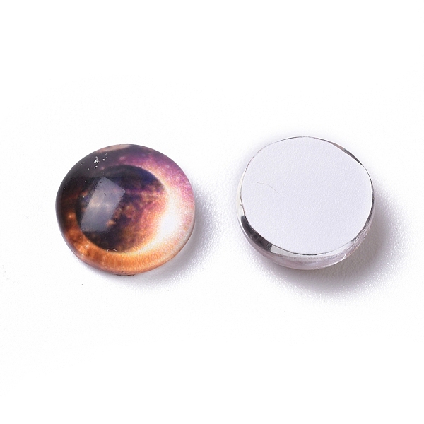 

PandaHall Glass Cabochons, Half Round/Dome, Planet Print Pattern, Colorful, 10x4mm Glass Others