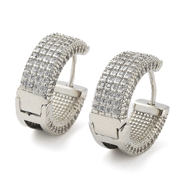 

PandaHall Brass Micro Pave Cubic Zirconia Hoop Earrings for Women, Platinum, 6.5x12mm Cubic Zirconia