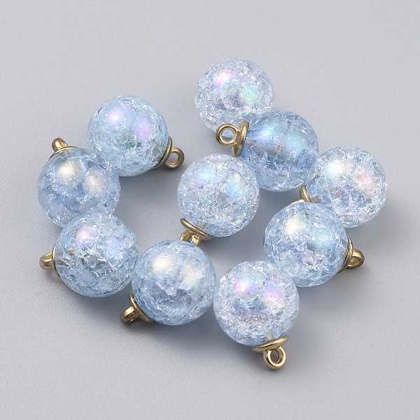 

PandaHall Bubblegum AB Color Transparent Crackle Acrylic Pendants, with CCB Plastic Pendant Bails, Round, Light Gold, Light Steel Blue...