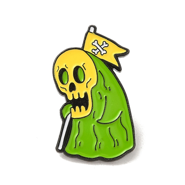 

PandaHall Halloween Enamel Pins, Black Alloy Brooches, Skeleton, 30x17.5x1.5mm Alloy Skeleton