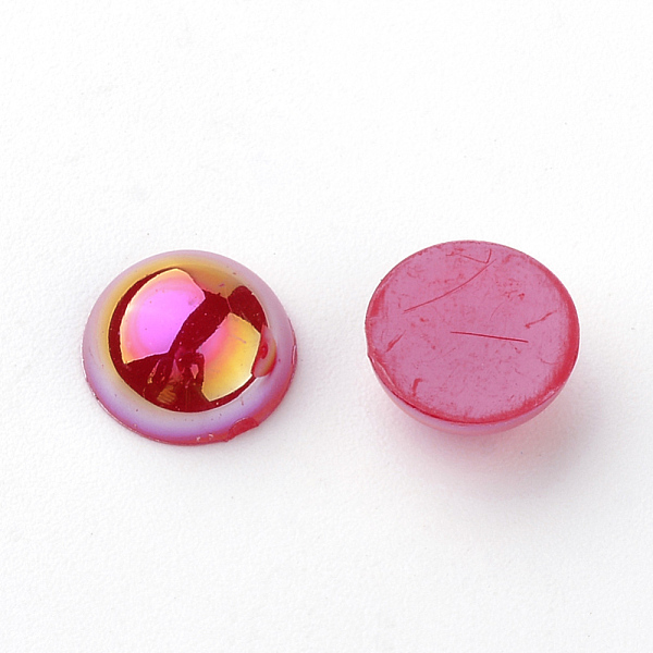 

PandaHall Acrylic Cabochons, AB Color Plated, Half Round, Red, 6x3mm Acrylic Half Round Red