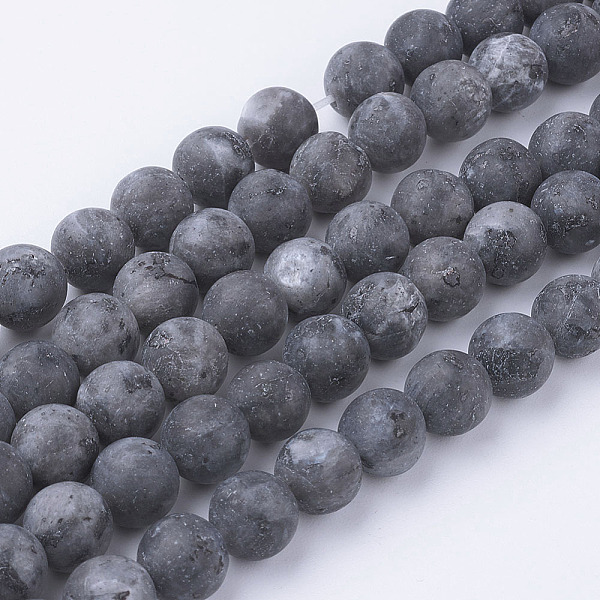 

PandaHall Natural Black Larvikite Bead Strands, Round, Frosted, 8~8.5mm, Hole: 1mm, about 45~47pcs/strand, 14.9 inch(38cm) Larvikite Round