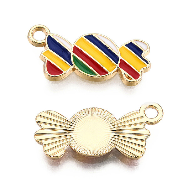 

PandaHall Alloy Pendants, with Enamel, Cadmium Free & Lead Free, Light Gold, Candy, Colorful, 21x10x2mm, Hole: 2mm Alloy+Enamel Candy