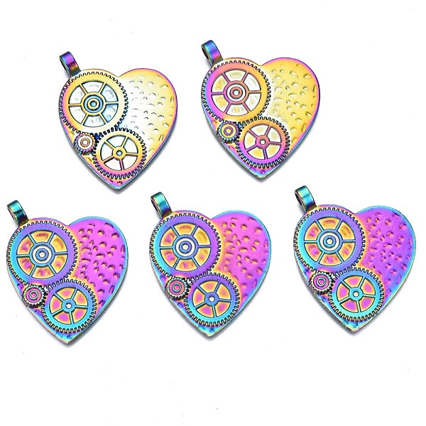 

PandaHall Rainbow Color Alloy Pendants, Cadmium Free & Nickel Free & Lead Free, Heart, 47x39x3mm, Hole: 4mm Alloy Heart