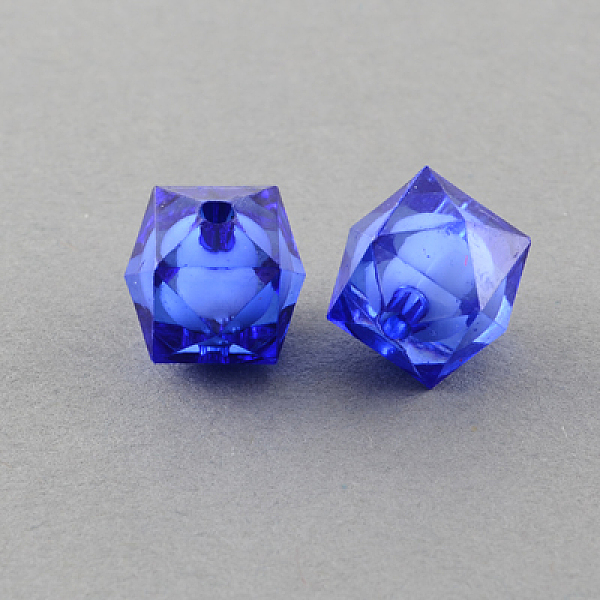 

PandaHall Transparent Acrylic Beads, Bead in Bead, Faceted Cube, Medium Blue, 8x7x7mm, Hole: 2mm, about 2000pcs/500g Acrylic Cube Blue
