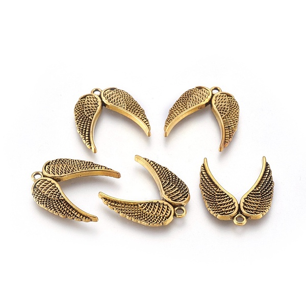 

PandaHall Tibetan Style Alloy Pendants, Wing, Cadmium Free & Lead Free, Antique Golden, 21x19x1mm, Hole: 1mm Alloy Wing