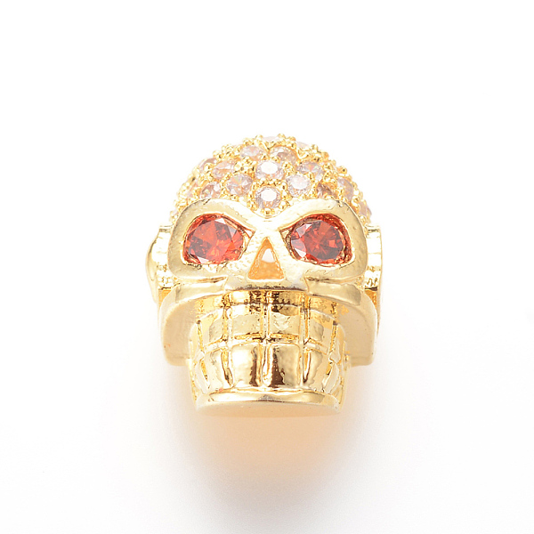 

PandaHall Brass Micro Pave Cubic Zirconia Beads, Skull, Golden, 13.3x10.9mm Brass+Cubic Zirconia Skull