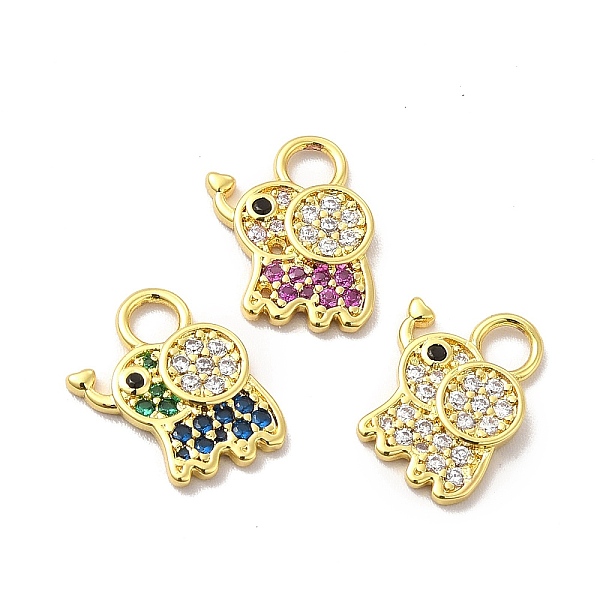 

PandaHall Brass Micro Pave Cubic Zirconia Charms, Cadmium Free & Lead Free, Elephant Charm, Golden, Mixed Color, 13x11x2mm, Hole: 2.8mm..., Multicolor