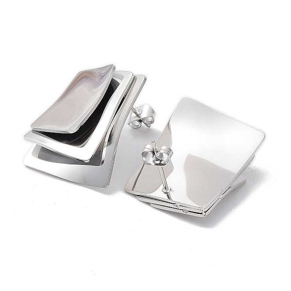 

PandaHall 304 Stainless Steel Stud Earrings, Manual Polished, Punk Style Stacking Rectangle Ear Studs, Stainless Steel Color, 23x18.5mm 304...
